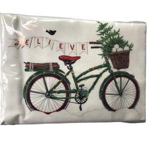 Tea Towel, Dish Towel with Bicycle "Believe" Flour Sack Kitchen Towel 30x30 inch